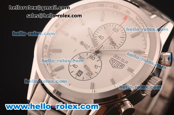 Tag Heuer SLR/Mercedes-Benz Chronograph Quartz Full Steel with White Dial - Click Image to Close